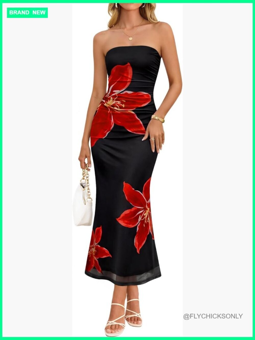 Strapless Maxi Dress with Pleated Mesh Design for Summer Events